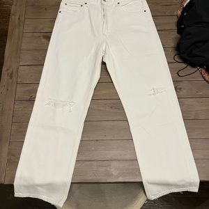 Agolde- High Waisted White Denim Jeans